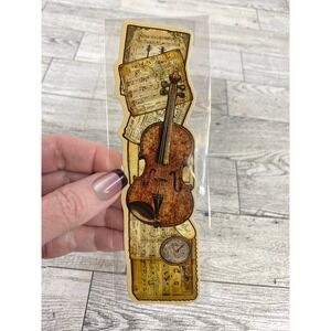 Vintage Violin Sheet Music Collage Die-Cut‎ Bookmark - Dark Academia Gift